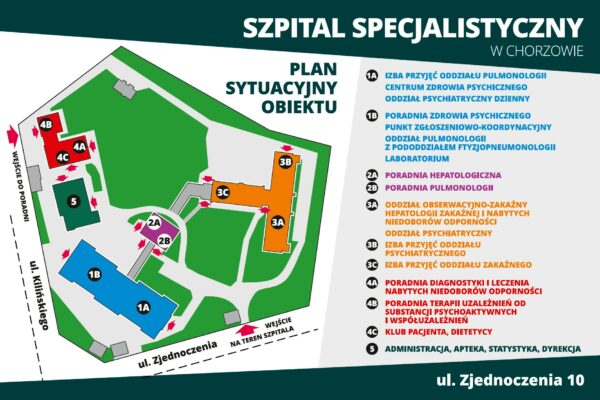 Plan sytuacyjny Szpitala Specjalistycznego w Chorzowie Plan sytuacyjny Szpitala Specjalistycznego w Chorzowie